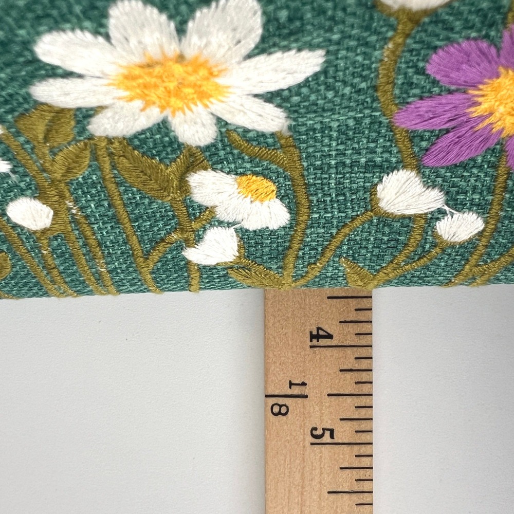 Embroidered Floral Cosmetic Bag Makeup Pouch Green Daisy Travel Toiletry Case - Picture 13 of 13